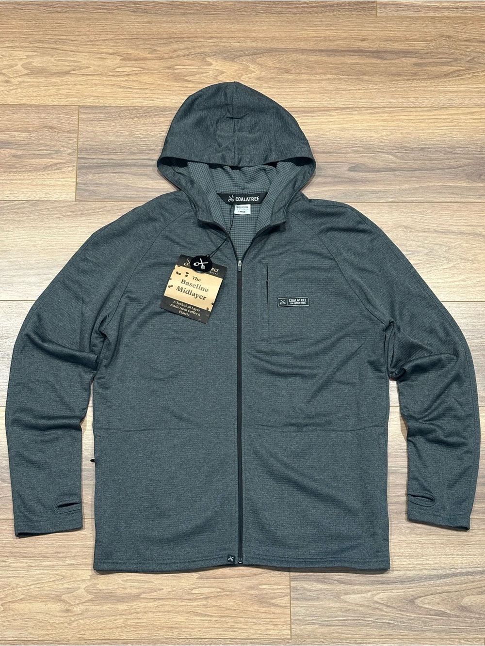 NEW Coalatree The Baseline Midlayer Hoodie in Gray Size Large